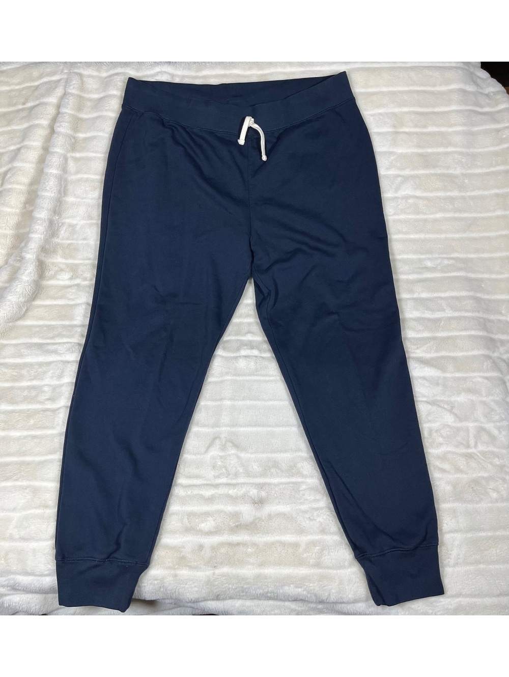 Lands End Mens XL Navy Blue Jogger Drawstring Lounge Comfy Fall Solid Sweatpants